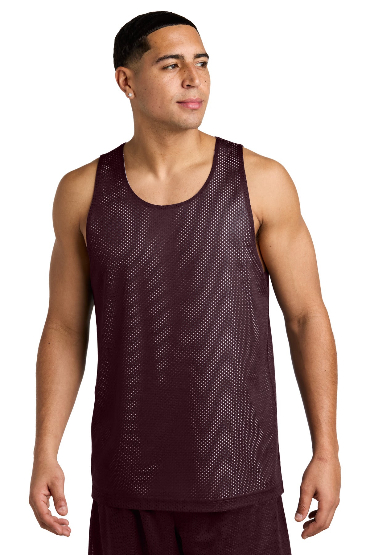 Sport-Tek PosiCharge Reversible Mesh Tank - Maroon/ White