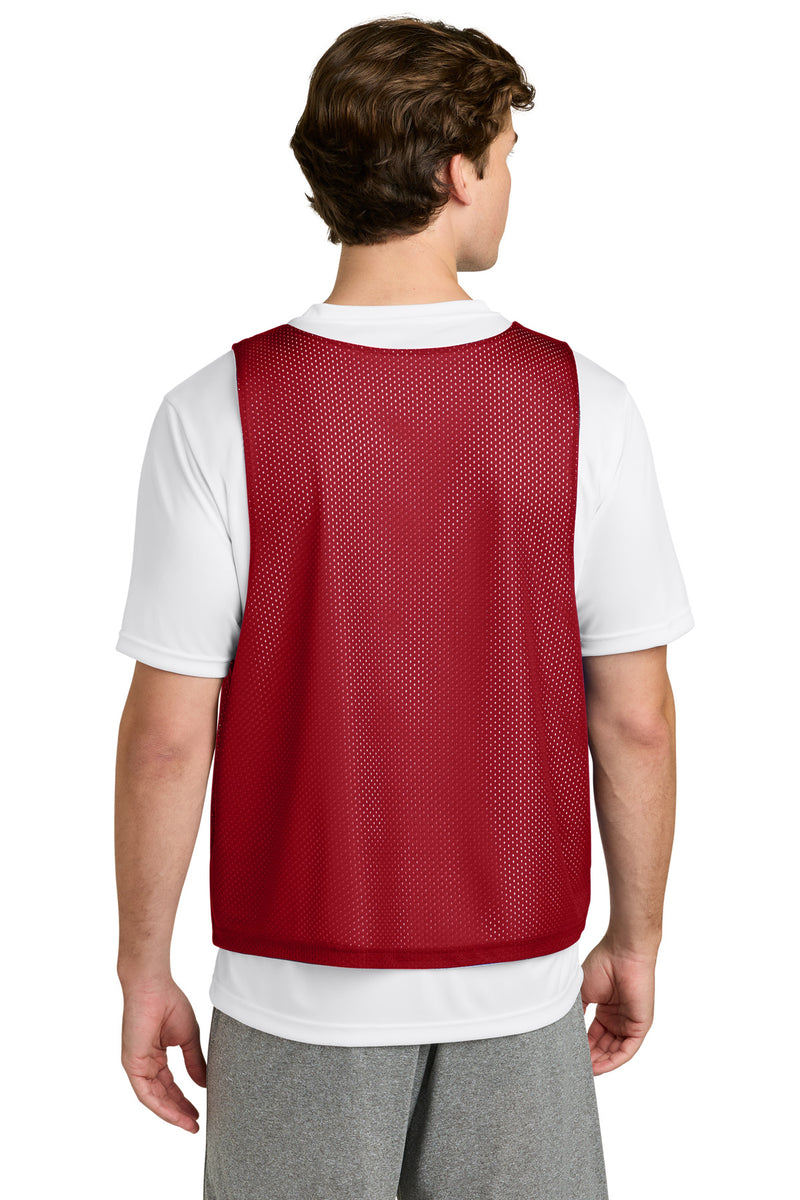 Sport-Tek Lacrosse Reversible Pinnie - Deep Red/ White