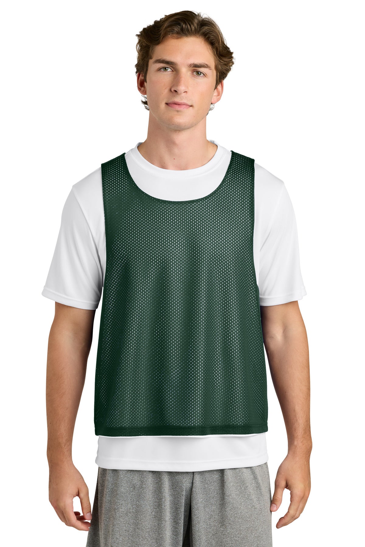 Sport-Tek Lacrosse Reversible Pinnie - Forest Green/ White