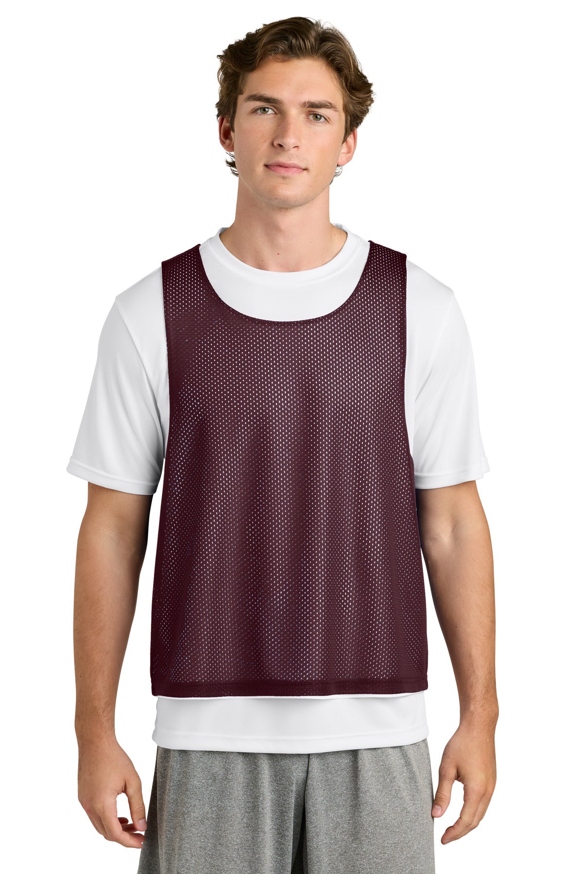 Sport-Tek Lacrosse Reversible Pinnie - Maroon/ White