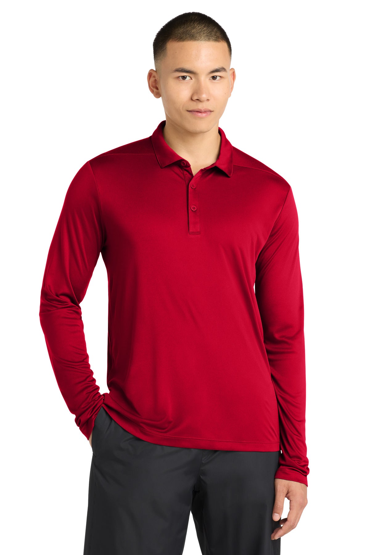 Sport-Tek   Posi-UV  Pro Long Sleeve Polo - True Red