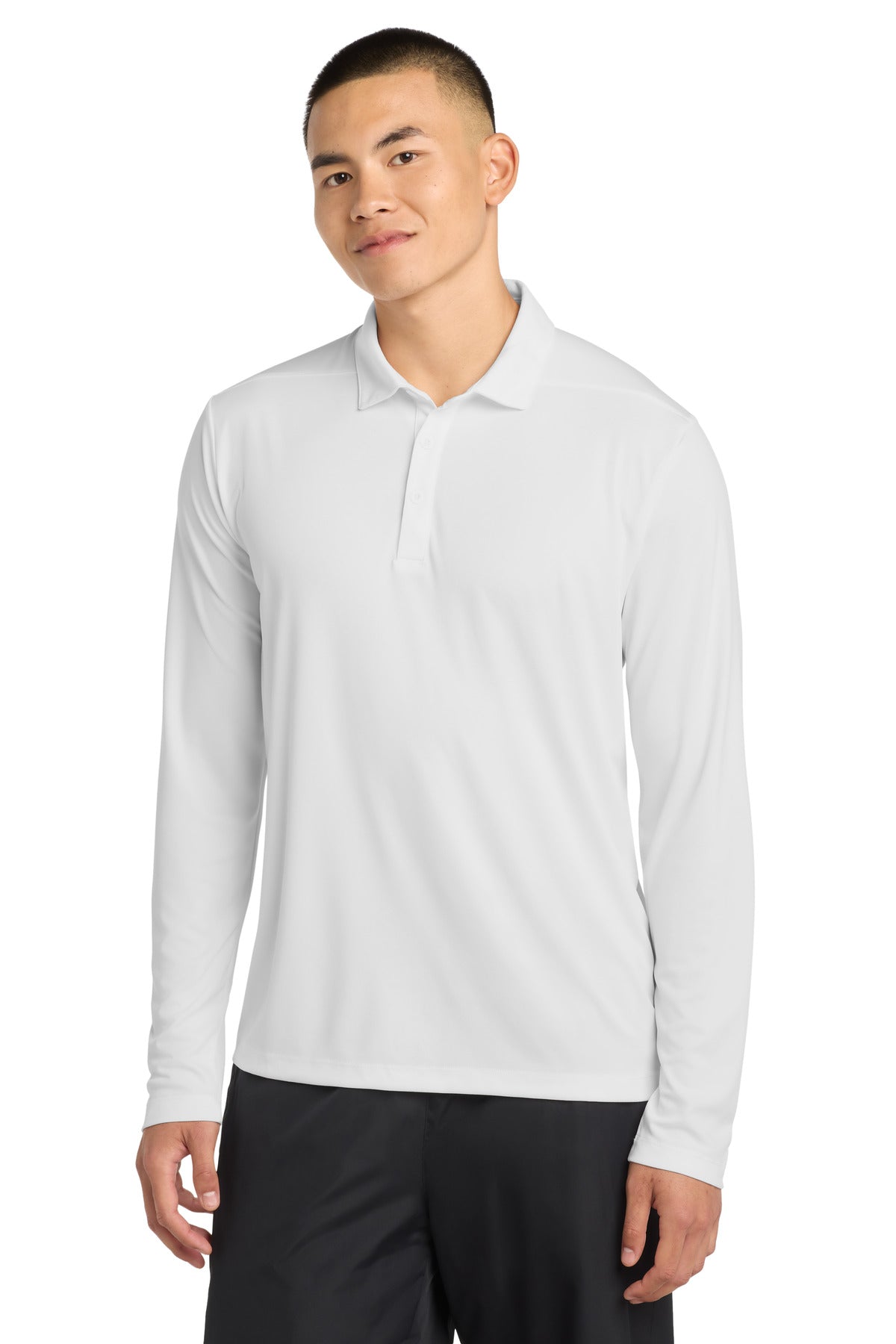 Sport-Tek   Posi-UV  Pro Long Sleeve Polo - White