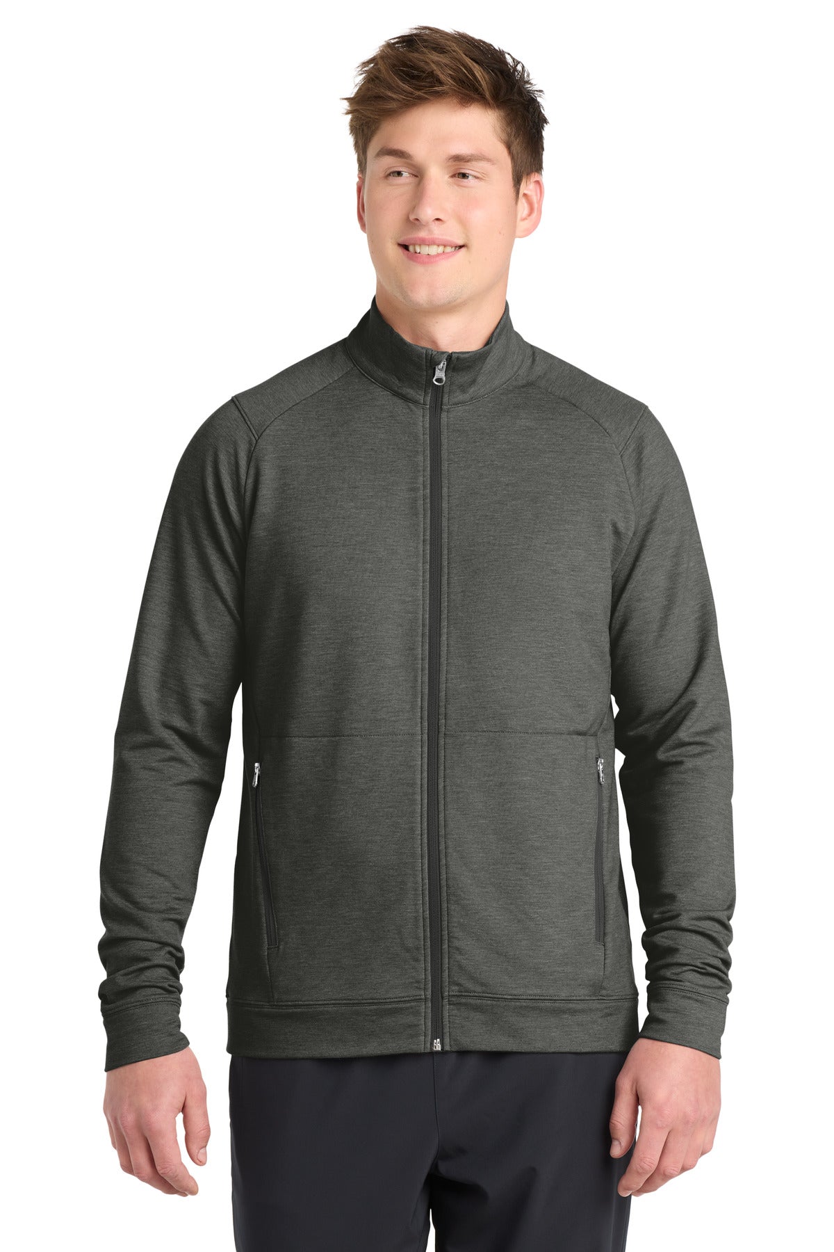 Sport-Tek Sport-Wick Flex Fleece Full-Zip - Dark Grey Heather