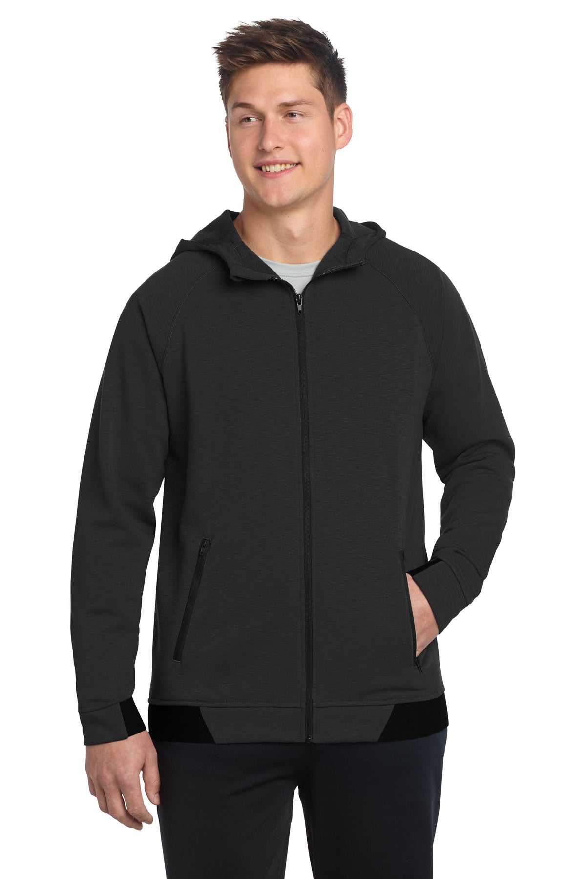 Sport-Tek PosiCharge Strive Hooded Full-Zip - Black