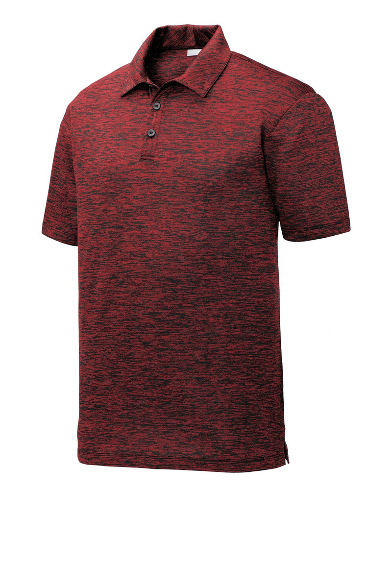 Sport-Tek  PosiCharge  Electric Heather Polo - Deep Red-Black Electric