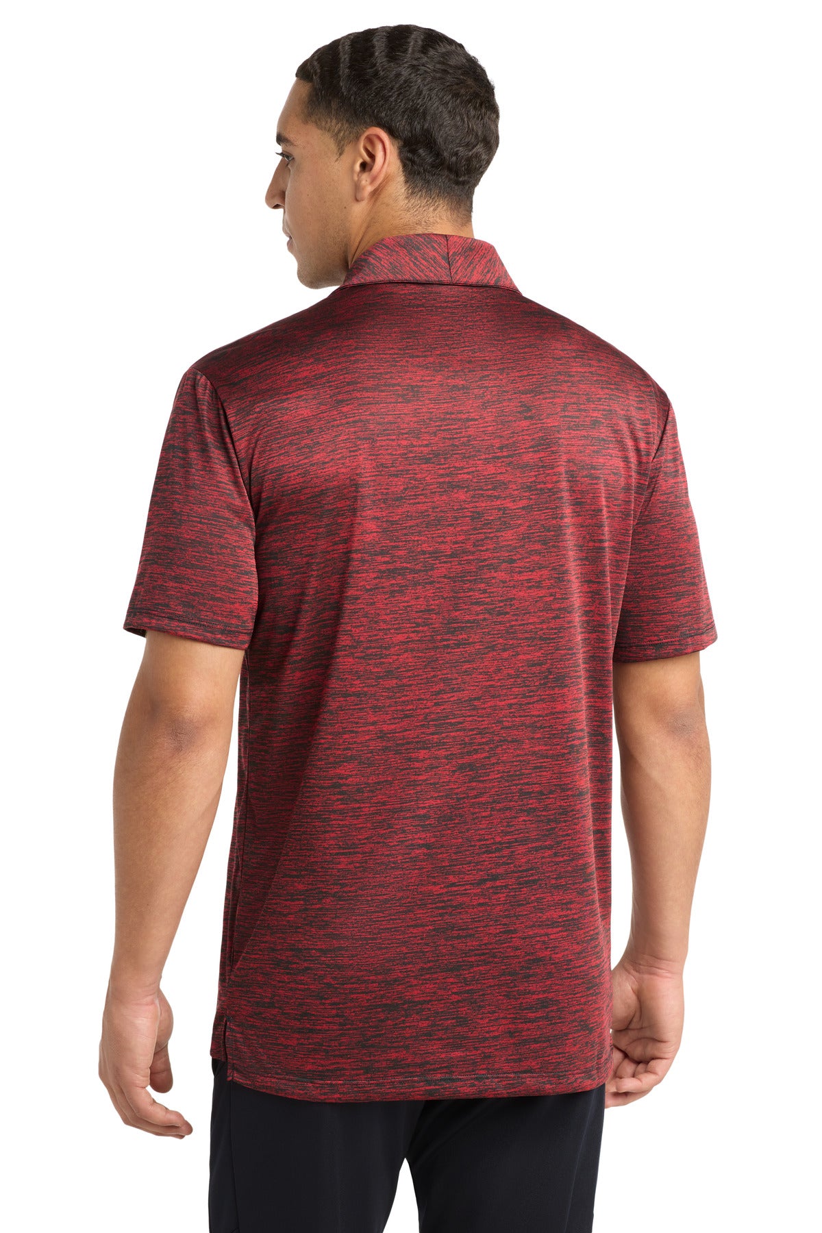 Sport-Tek  PosiCharge  Electric Heather Polo - Deep Red-Black Electric