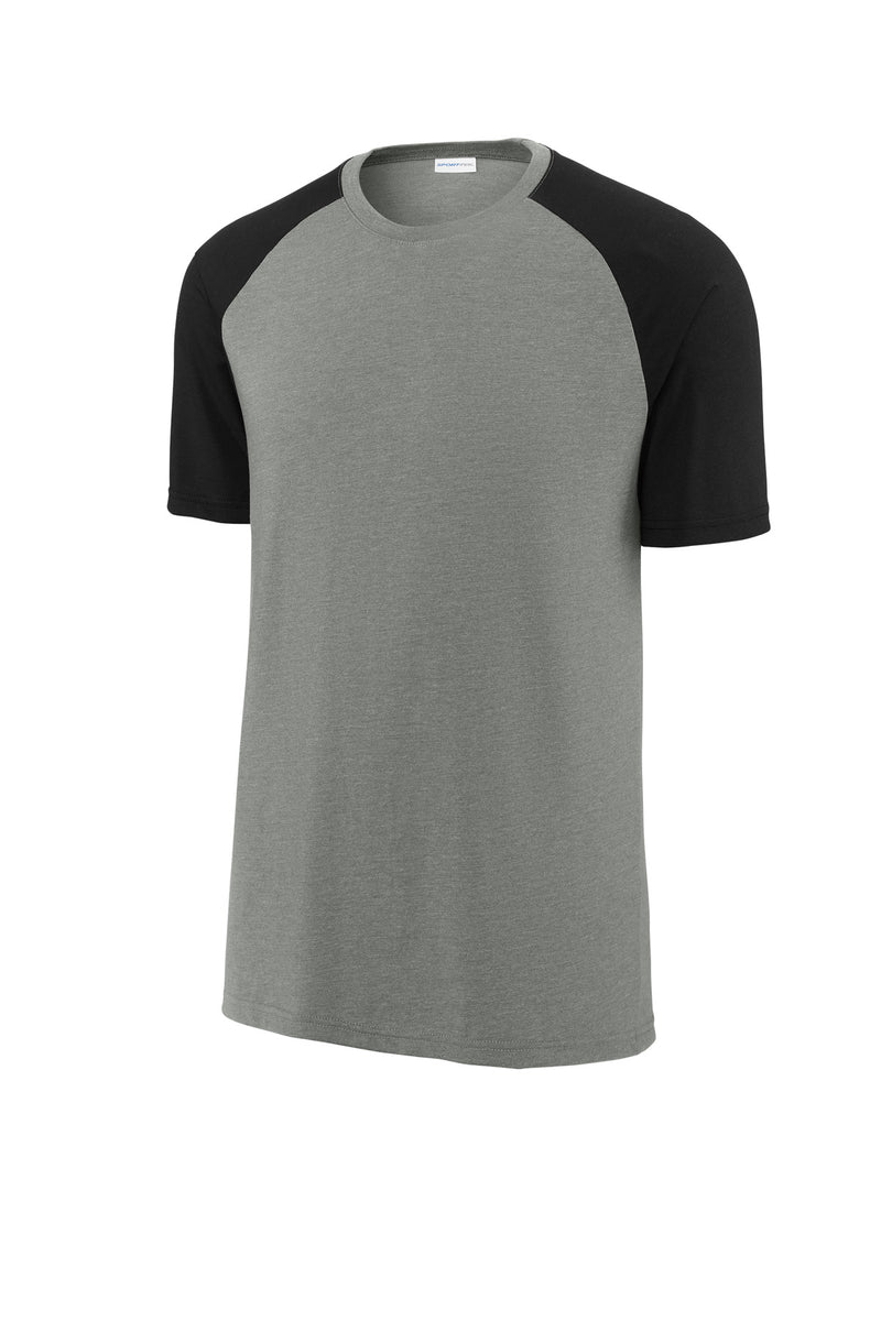 Sport-Tek Halftime Raglan Tee - Black/ Vintage Heather