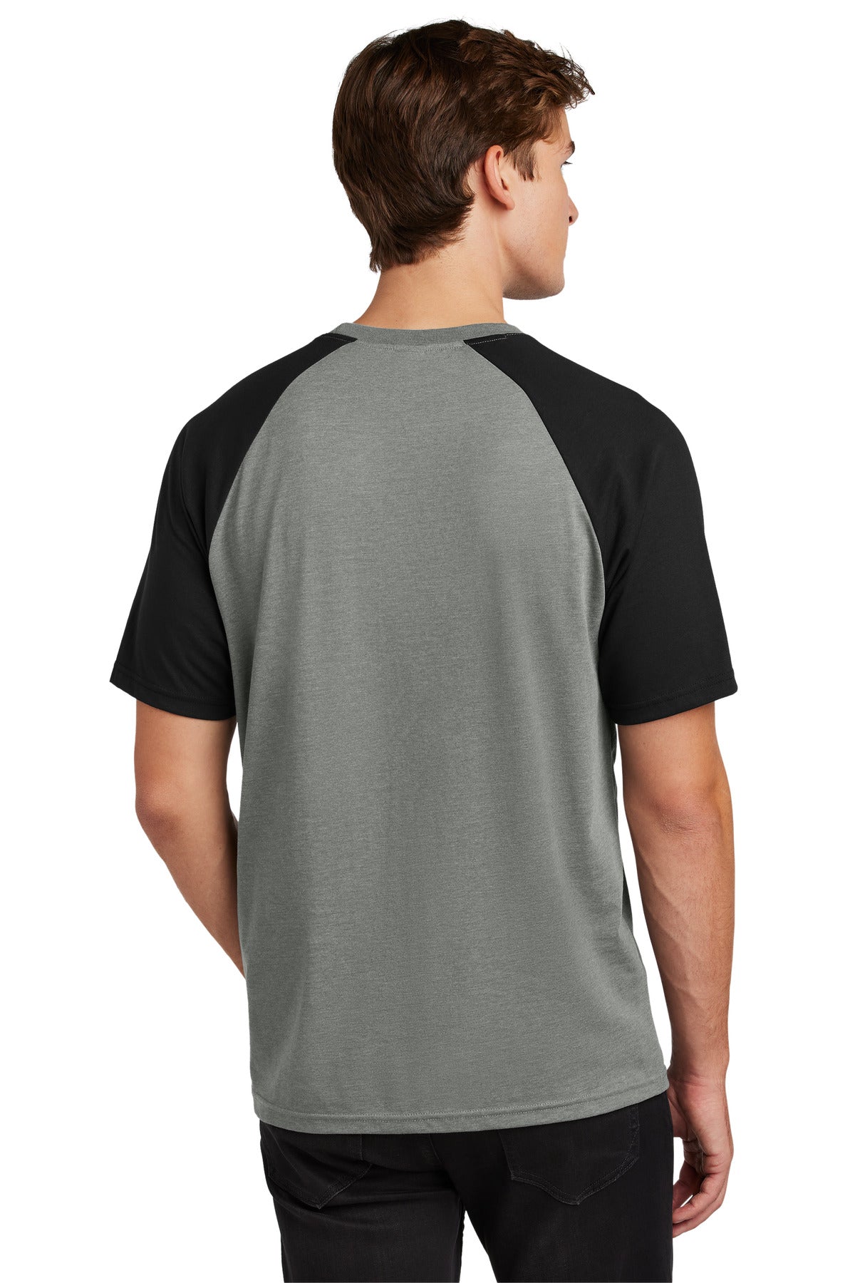 Sport-Tek Halftime Raglan Tee - Black/ Vintage Heather