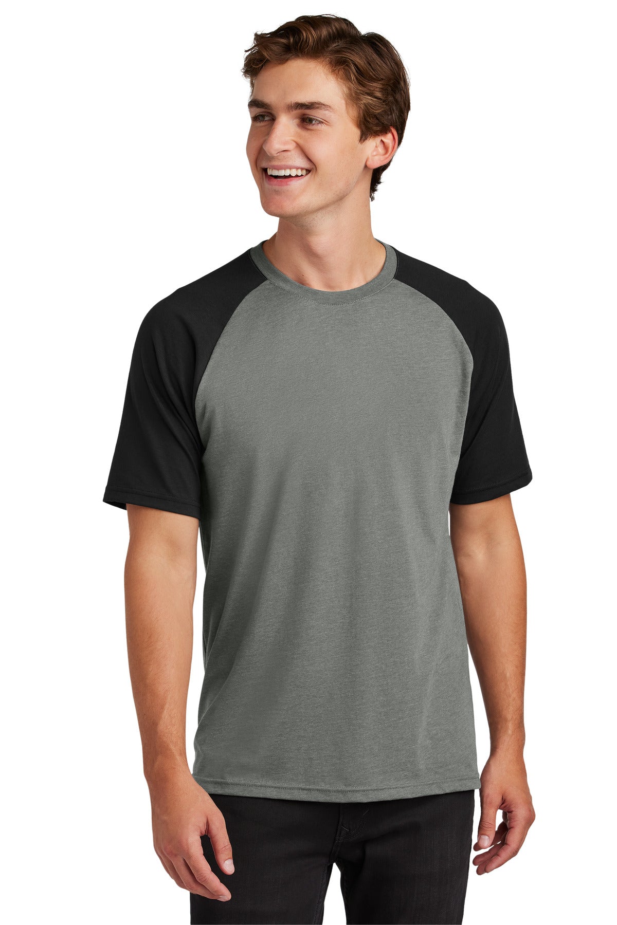 Sport-Tek Halftime Raglan Tee - Black/ Vintage Heather