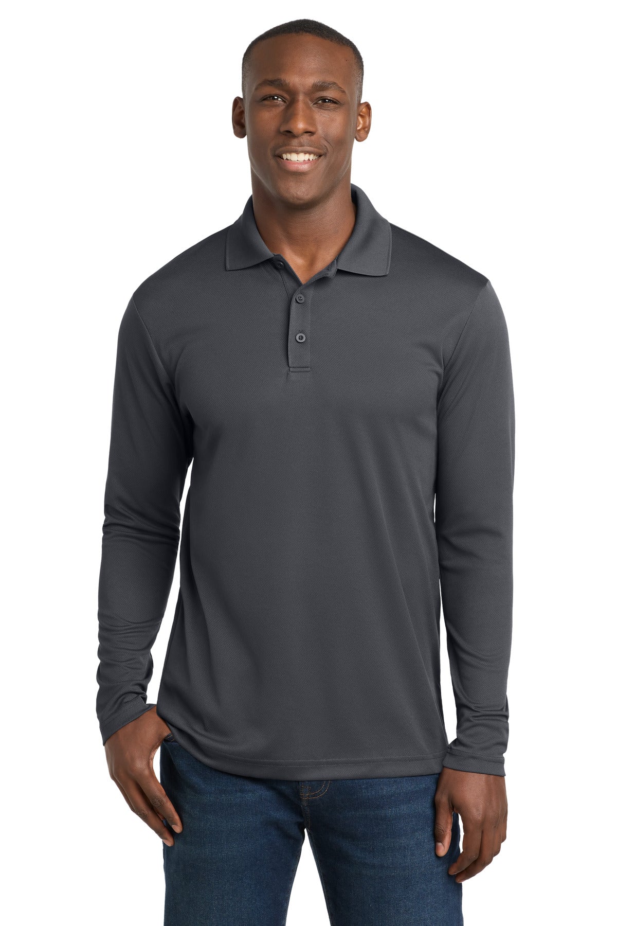Sport-Tek  PosiCharge  RacerMesh  Long Sleeve Polo - Graphite