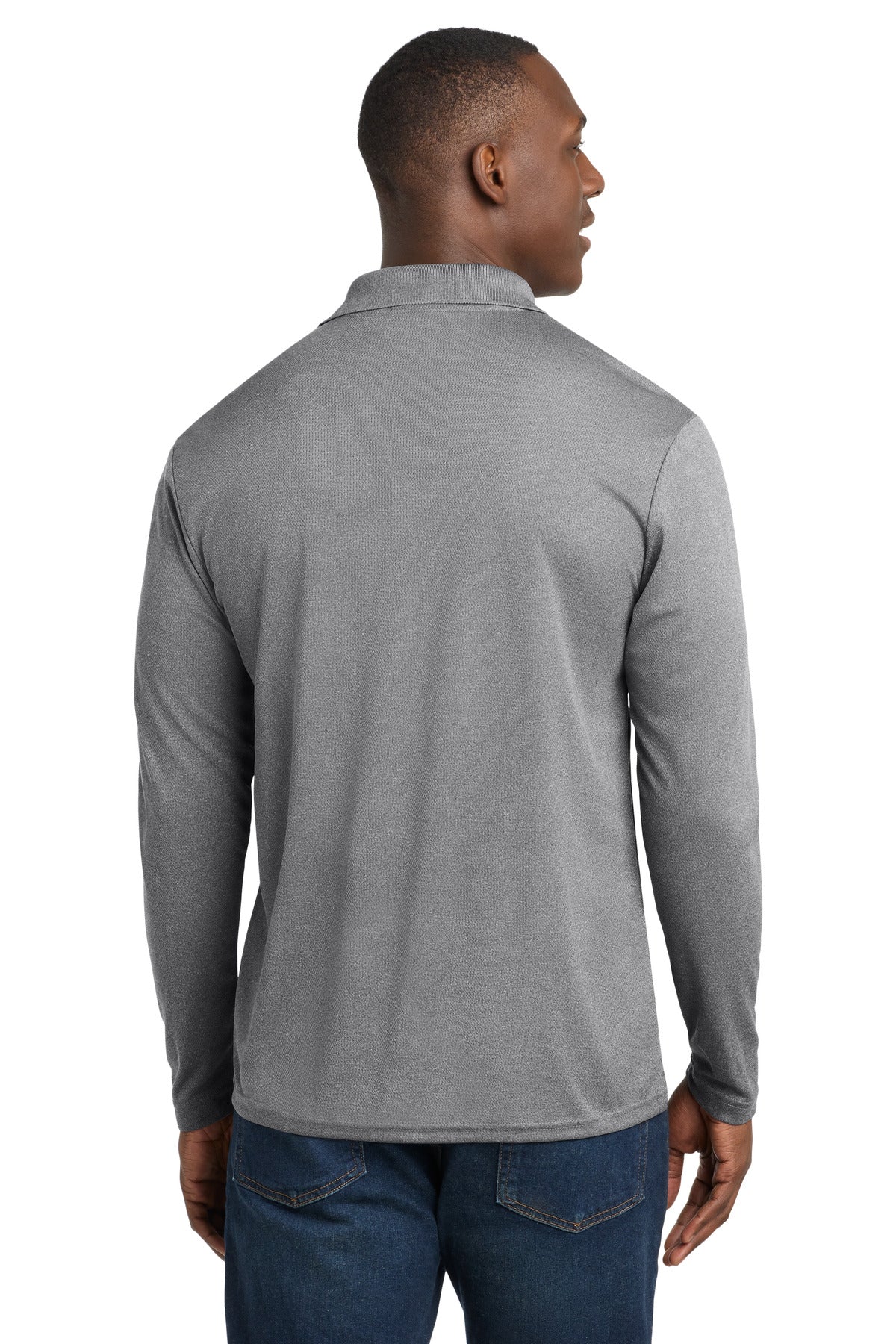 Sport-Tek  PosiCharge  RacerMesh  Long Sleeve Polo - Grey Heather