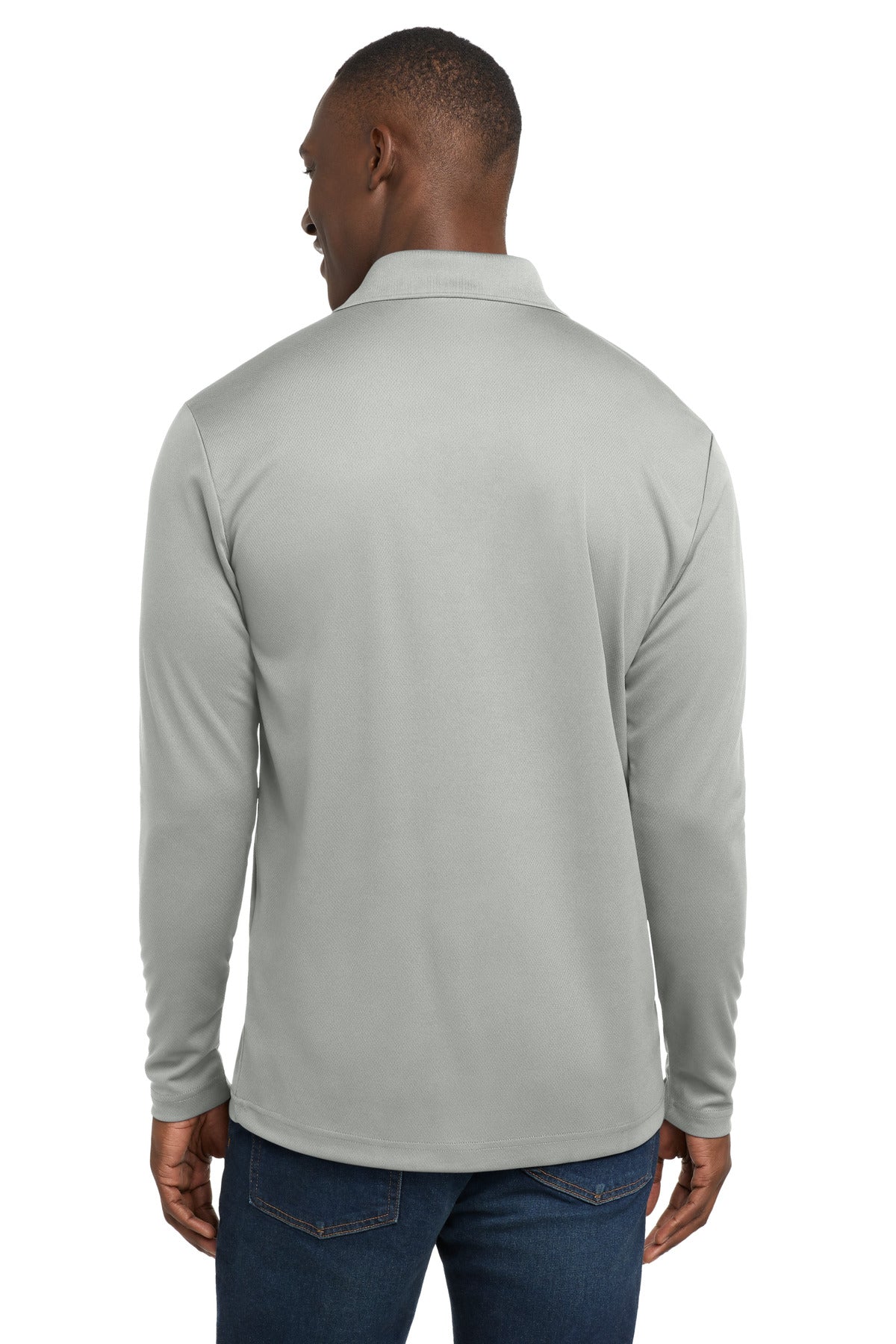Sport-Tek  PosiCharge  RacerMesh  Long Sleeve Polo - Silver