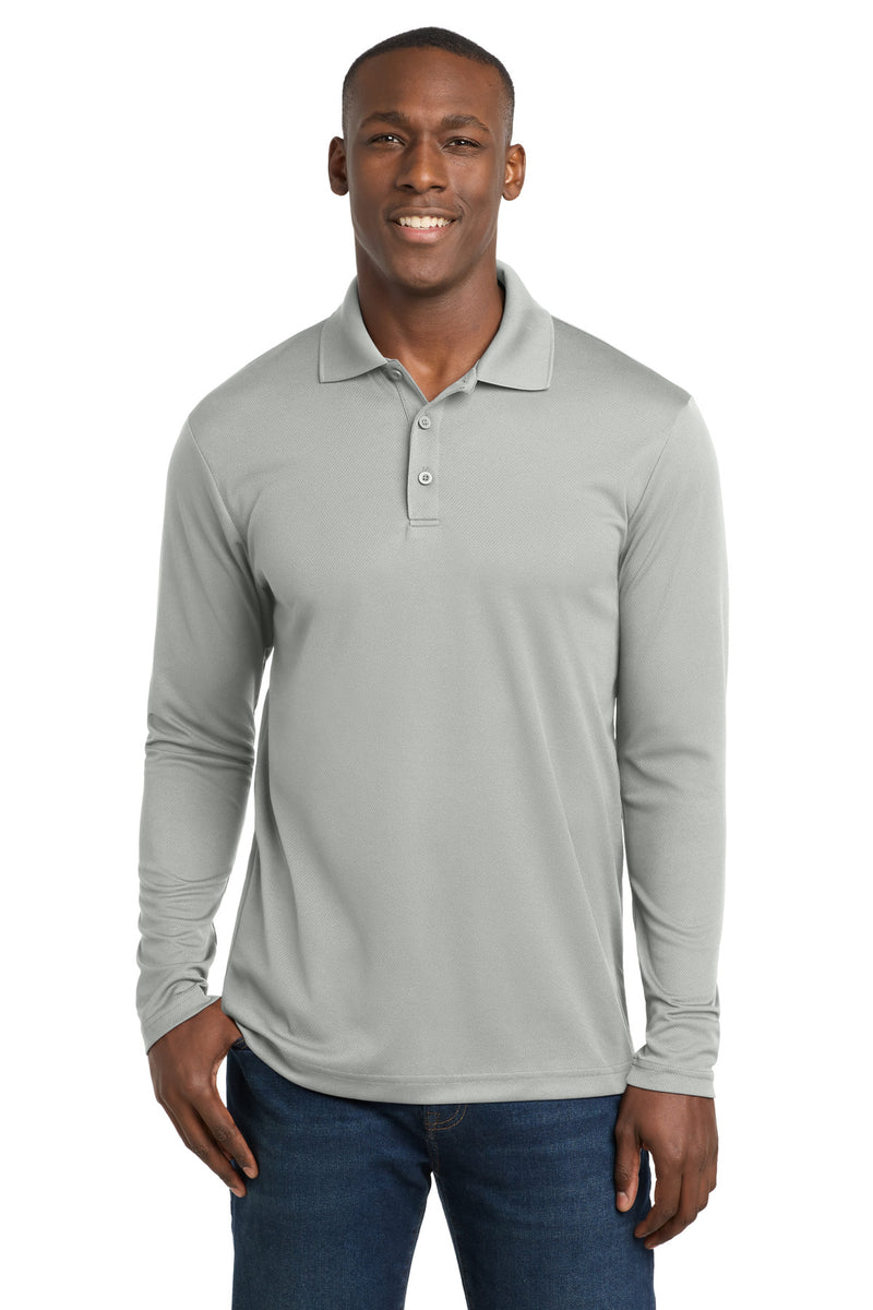 Sport-Tek  PosiCharge  RacerMesh  Long Sleeve Polo - Silver