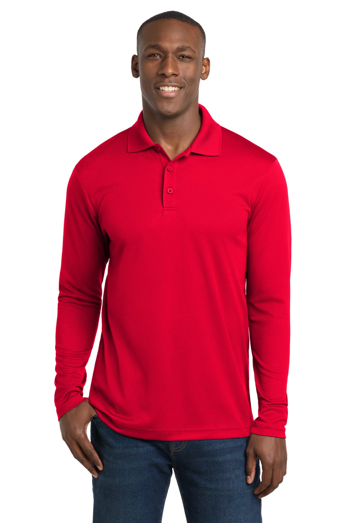 Sport-Tek  PosiCharge  RacerMesh  Long Sleeve Polo - True Red