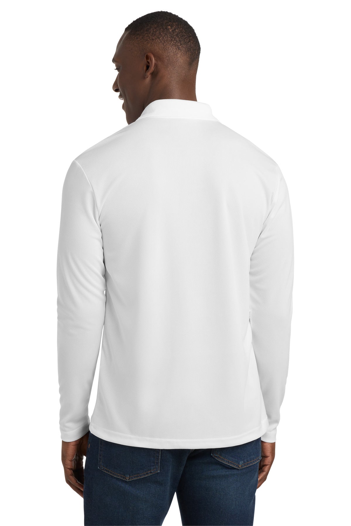 Sport-Tek  PosiCharge  RacerMesh  Long Sleeve Polo - White