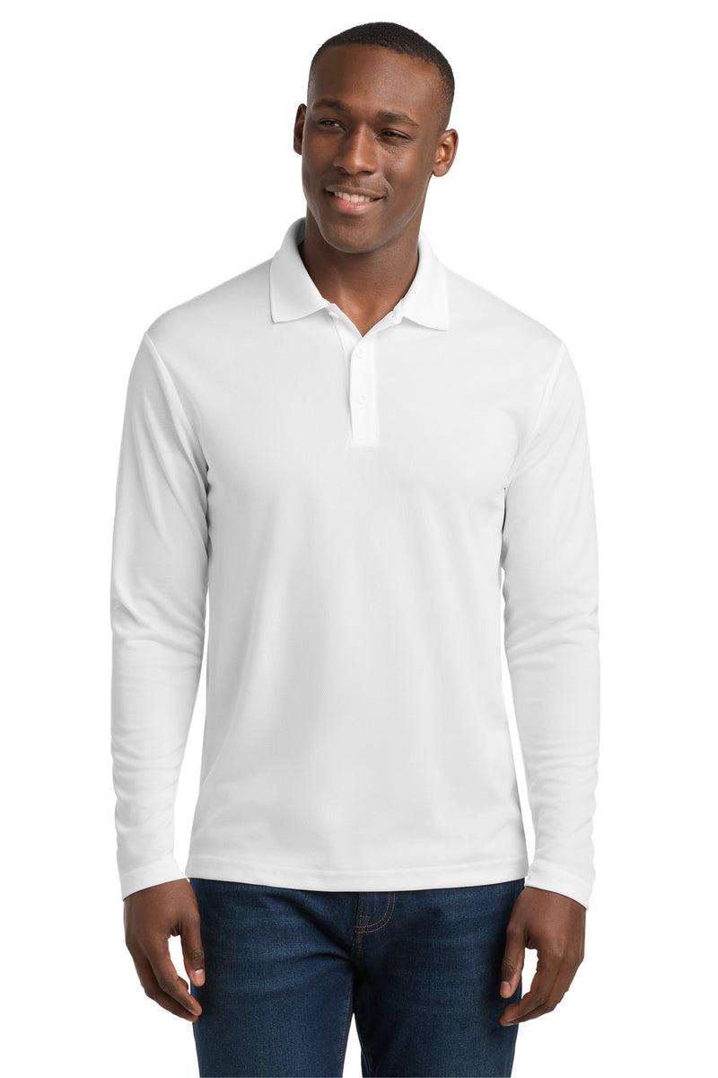 Sport-Tek  PosiCharge  RacerMesh  Long Sleeve Polo - White
