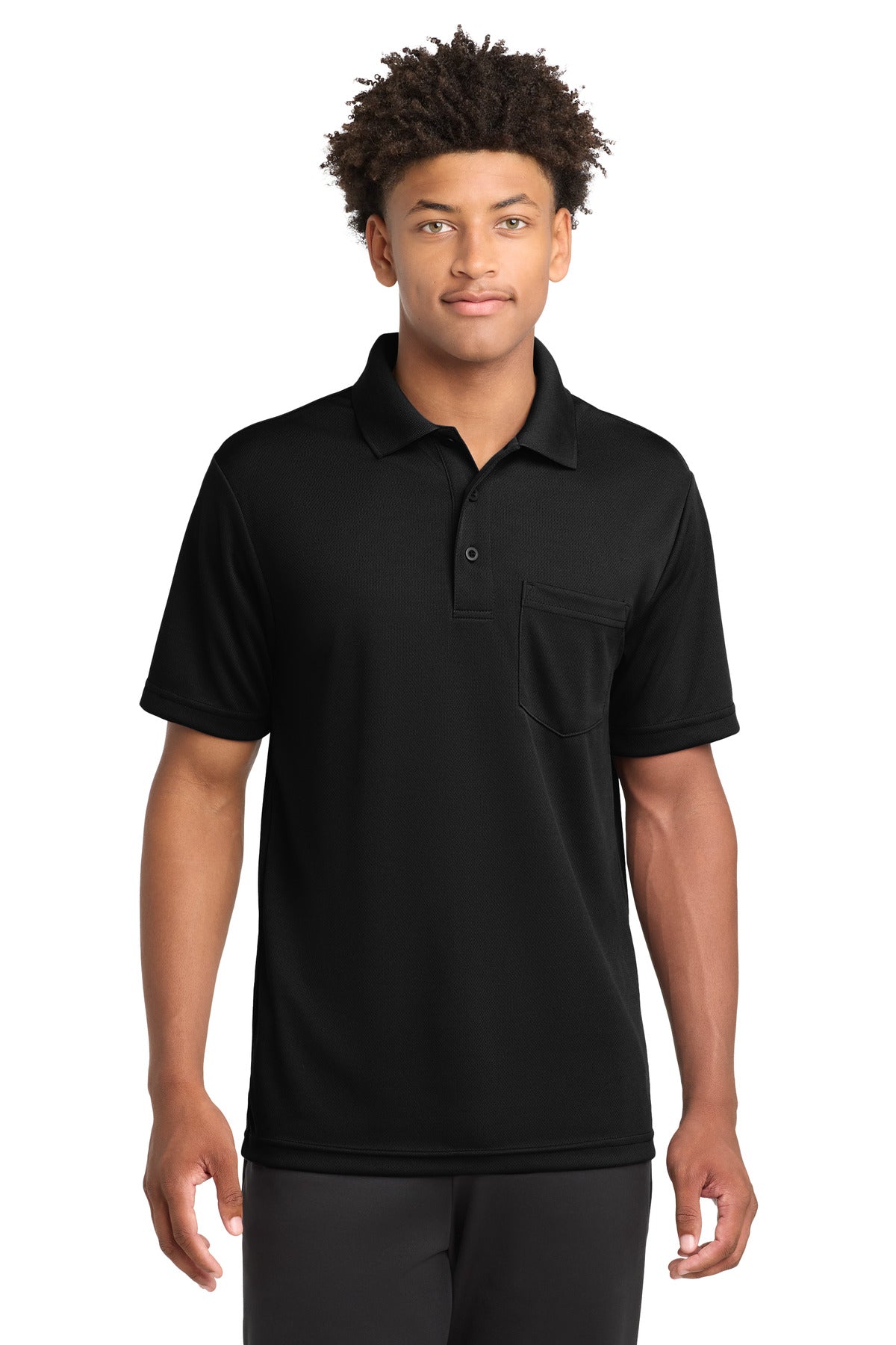 Sport-Tek  PosiCharge  RacerMesh  Pocket Polo - Black