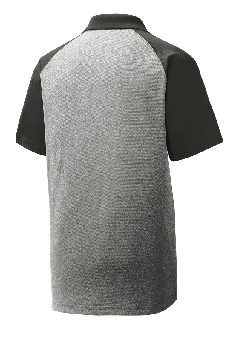 Sport-Tek  PosiCharge  RacerMesh  Raglan Heather Block Polo - Grey Heather/ Black