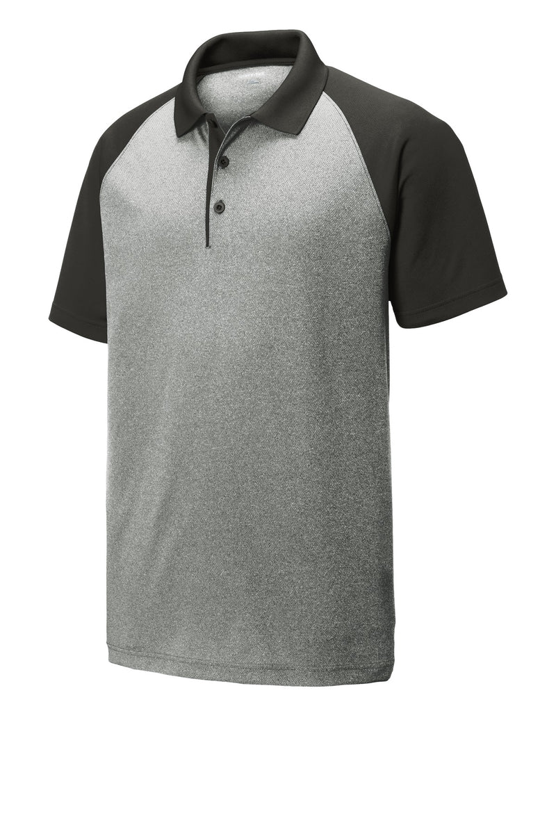 Sport-Tek  PosiCharge  RacerMesh  Raglan Heather Block Polo - Grey Heather/ Black