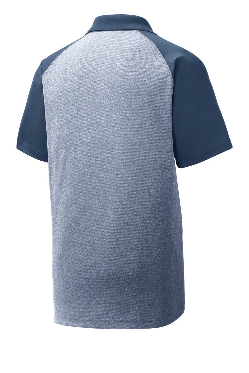 Sport-Tek  PosiCharge  RacerMesh  Raglan Heather Block Polo - True Navy Heather/ True Navy