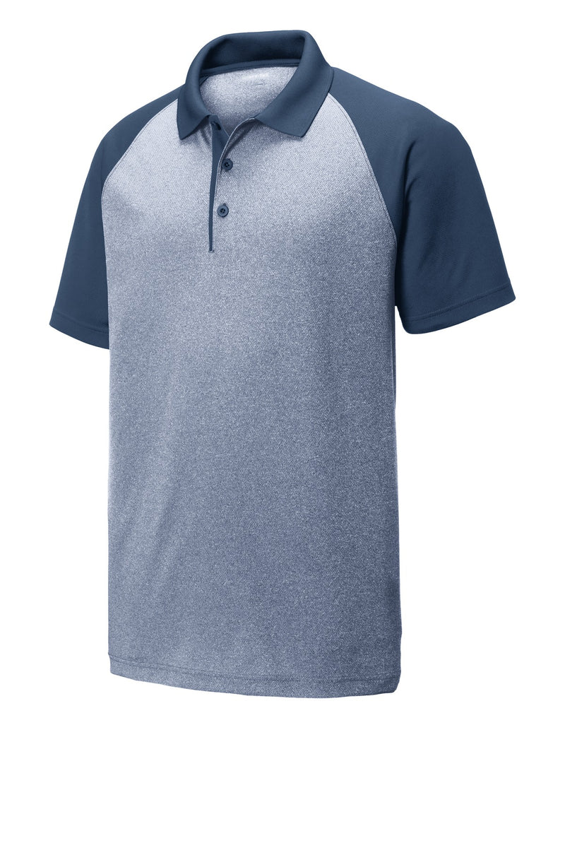 Sport-Tek  PosiCharge  RacerMesh  Raglan Heather Block Polo - True Navy Heather/ True Navy