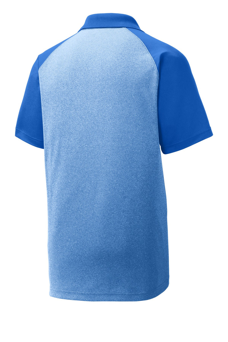 Sport-Tek  PosiCharge  RacerMesh  Raglan Heather Block Polo - True Royal Heather/ True Royal