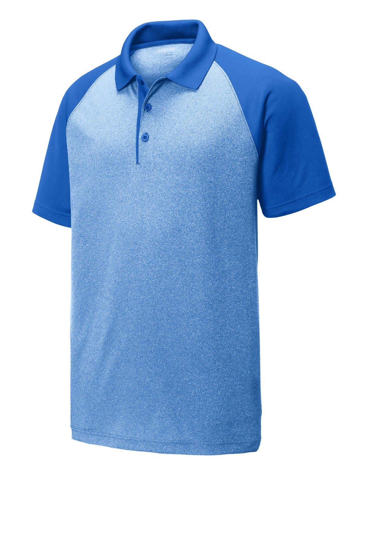 Sport-Tek  PosiCharge  RacerMesh  Raglan Heather Block Polo - True Royal Heather/ True Royal