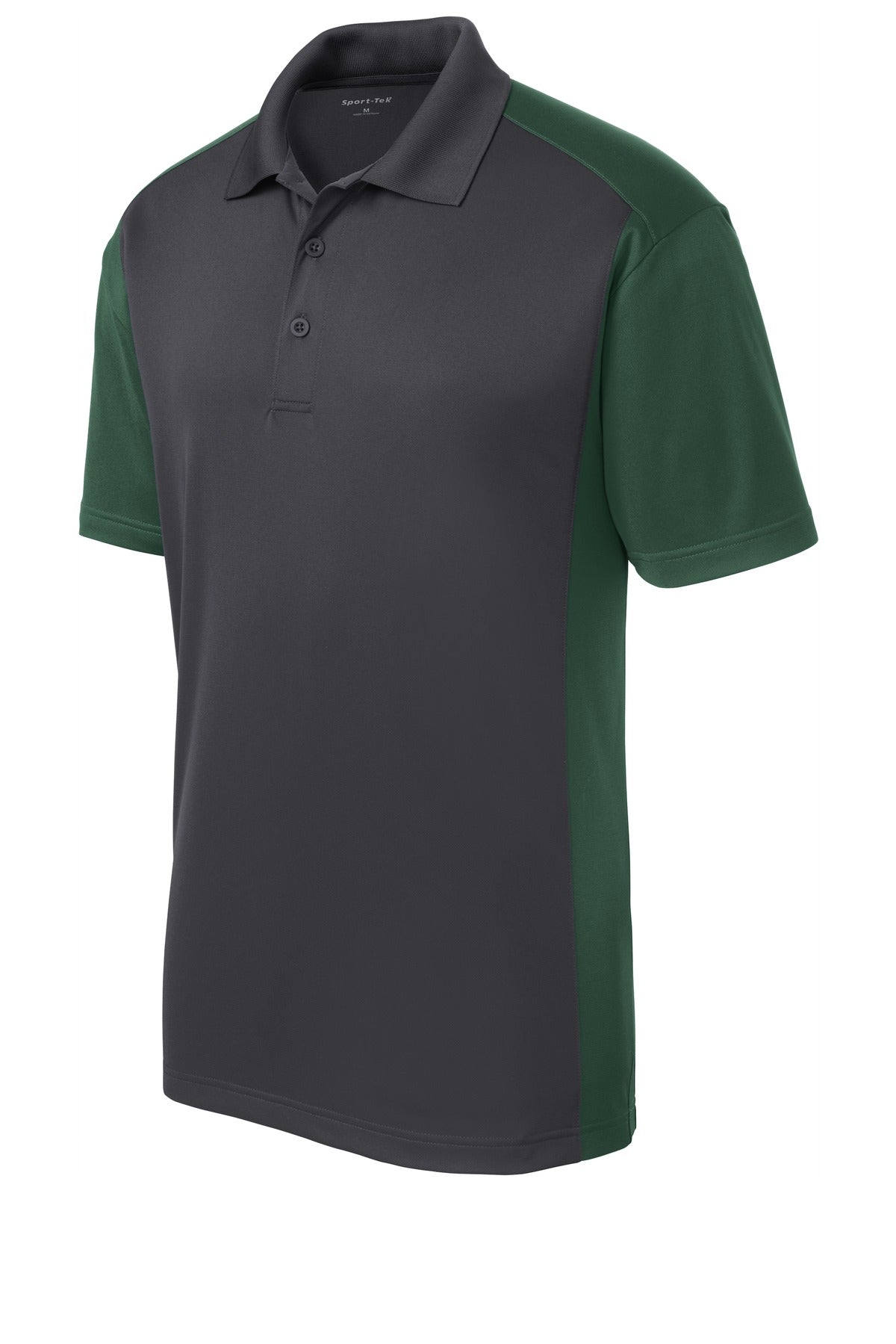 Sport-Tek Colorblock Micropique Sport-Wick Polo - Iron Grey/ Forest Green