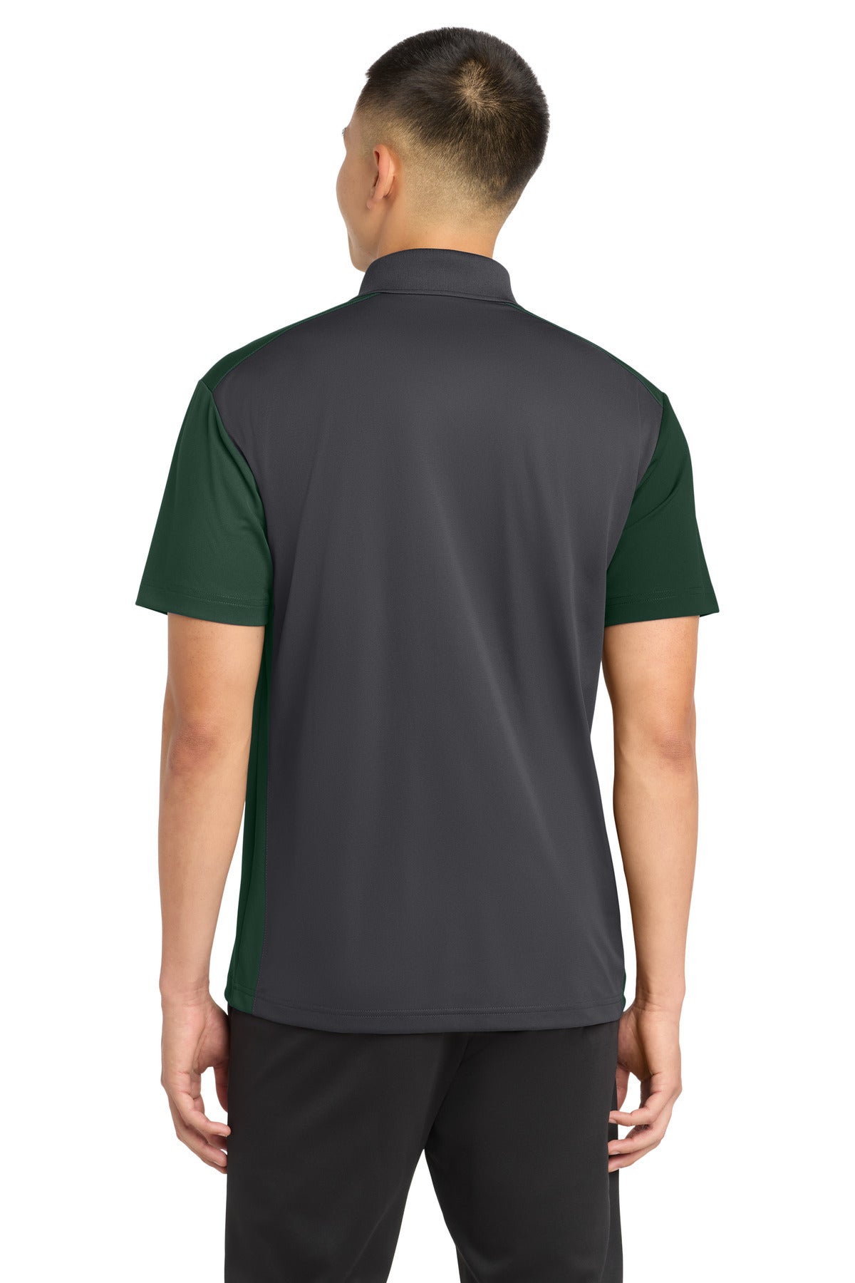 Sport-Tek Colorblock Micropique Sport-Wick Polo - Iron Grey/ Forest Green