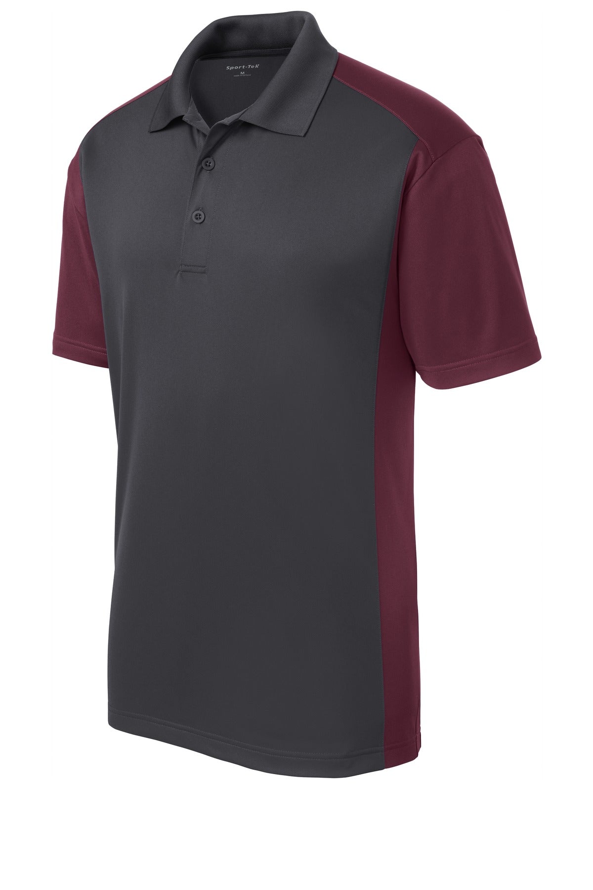 Sport-Tek Colorblock Micropique Sport-Wick Polo - Iron Grey/ Maroon