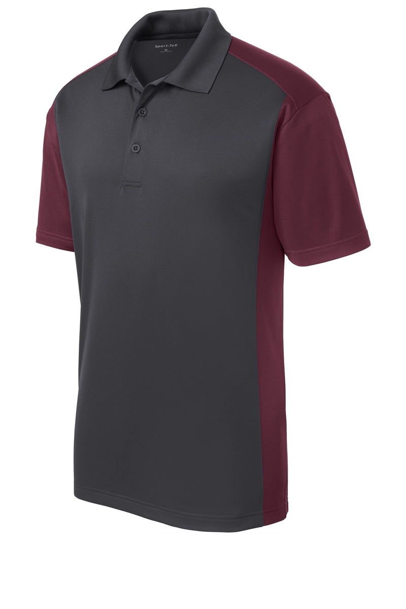 Sport-Tek Colorblock Micropique Sport-Wick Polo - Iron Grey/ Maroon