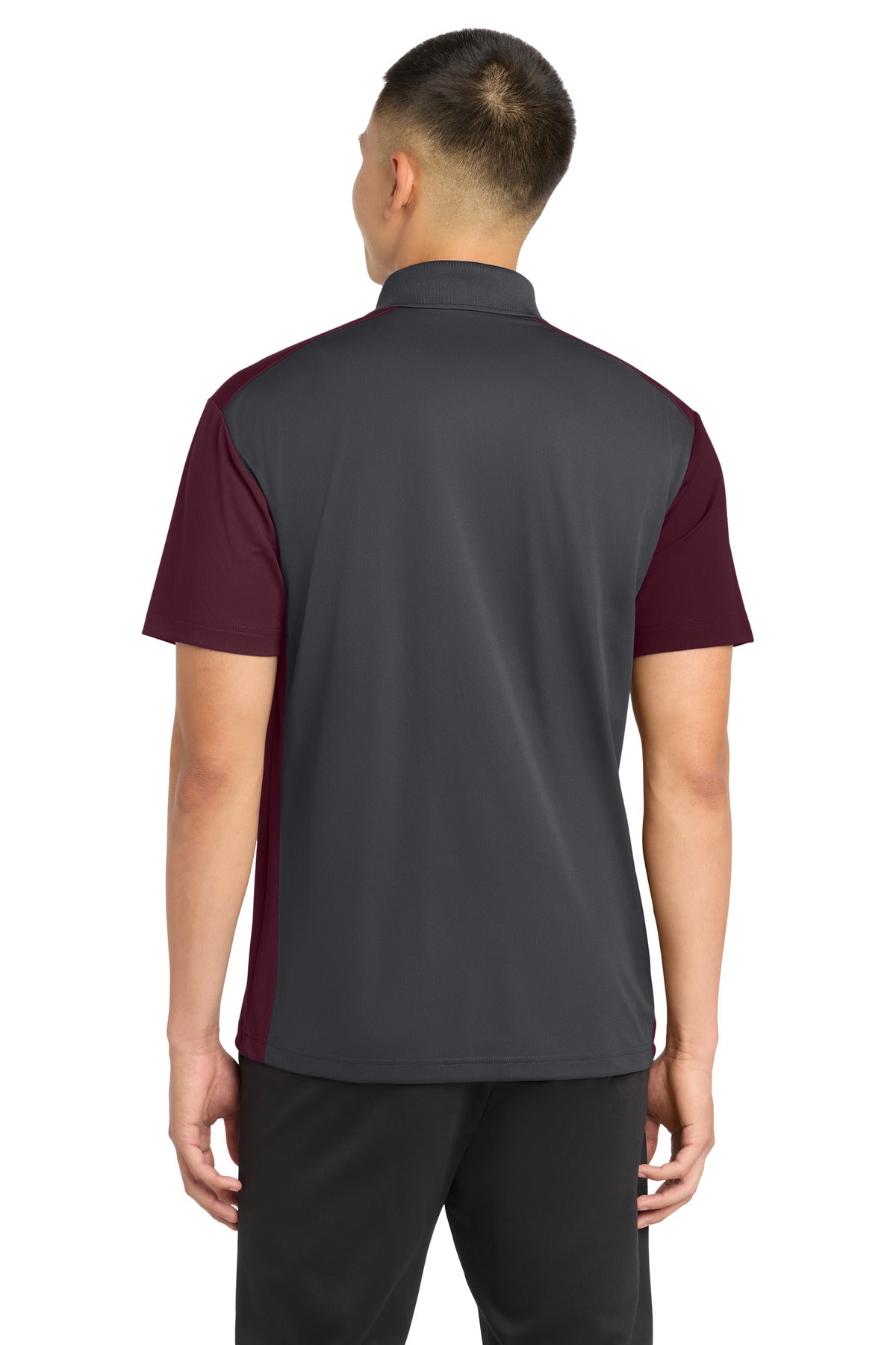 Sport-Tek Colorblock Micropique Sport-Wick Polo - Iron Grey/ Maroon