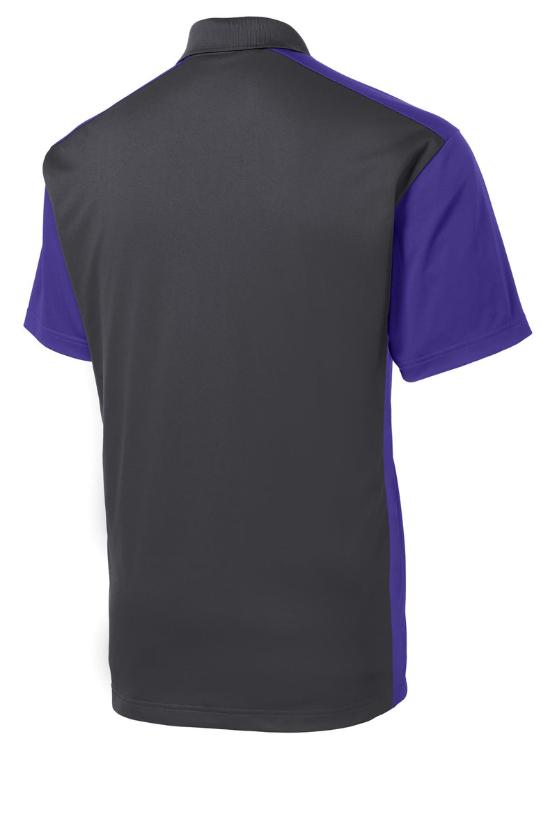 Sport-Tek Colorblock Micropique Sport-Wick Polo - Iron Grey/ Purple