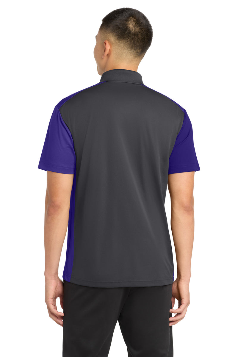 Sport-Tek Colorblock Micropique Sport-Wick Polo - Iron Grey/ Purple