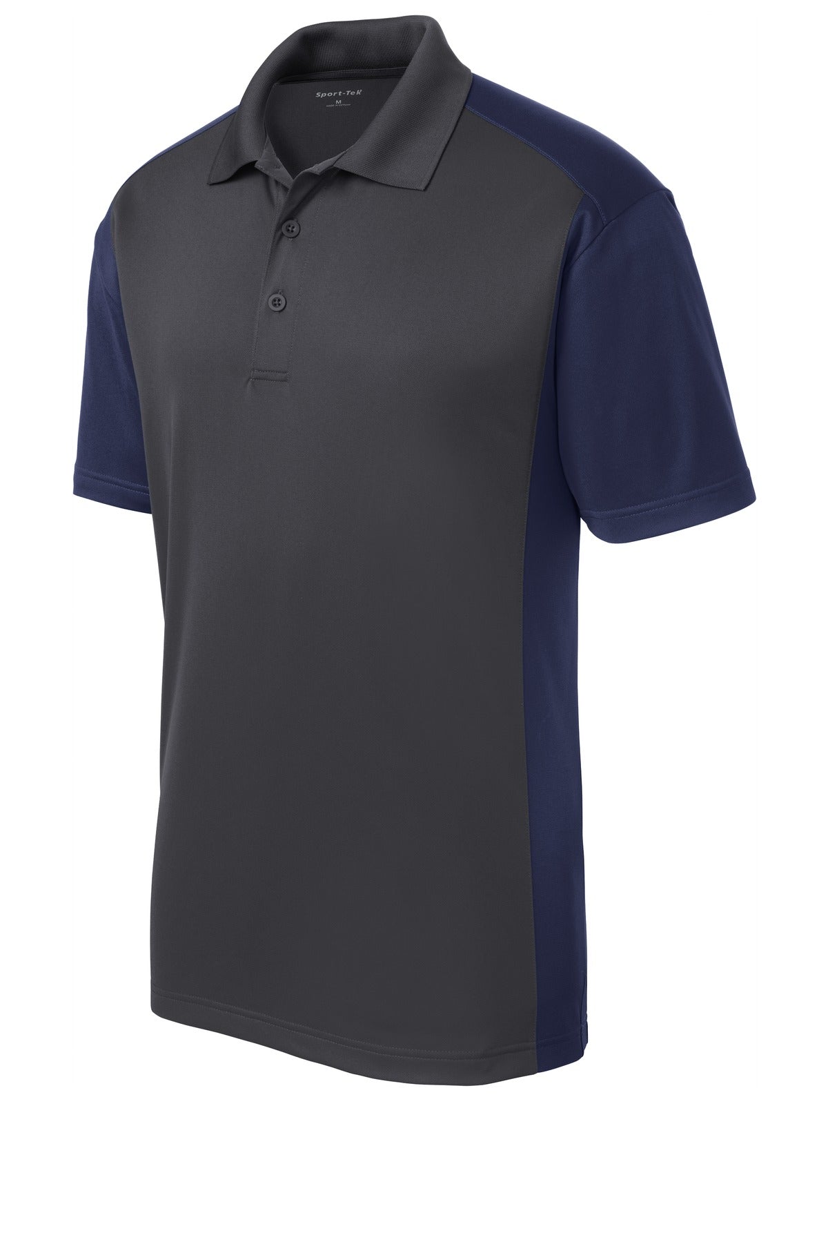 Sport-Tek Colorblock Micropique Sport-Wick Polo - Iron Grey/ True Navy