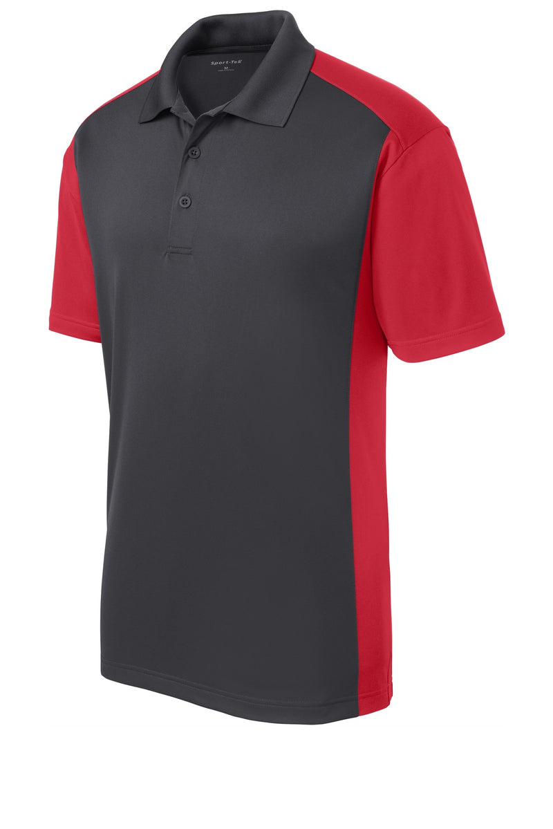 Sport-Tek Colorblock Micropique Sport-Wick Polo - Iron Grey/ True Red