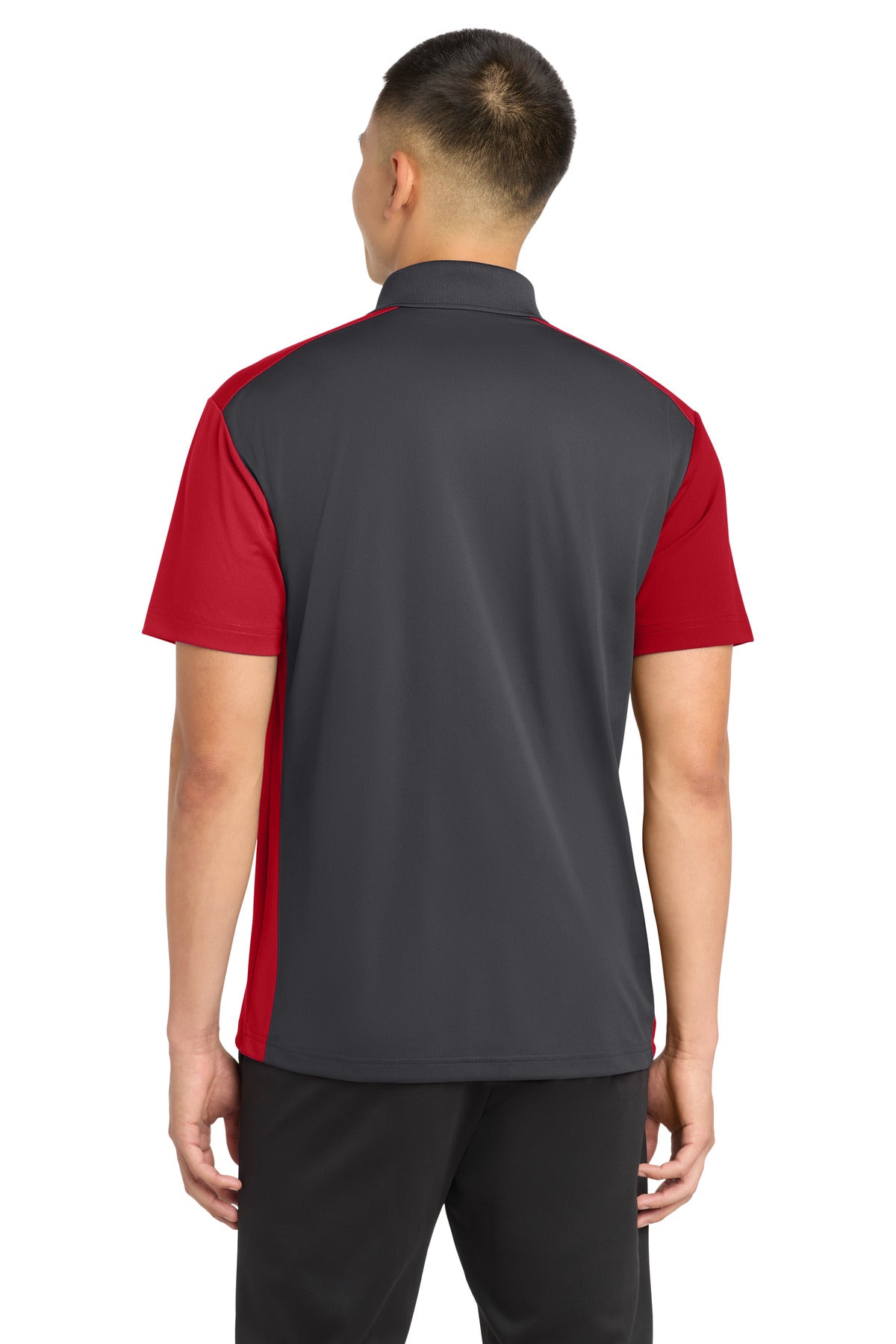 Sport-Tek Colorblock Micropique Sport-Wick Polo - Iron Grey/ True Red