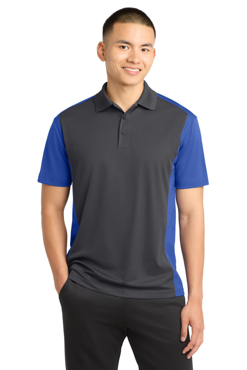 Sport-Tek Colorblock Micropique Sport-Wick Polo - Iron Grey/ True Royal