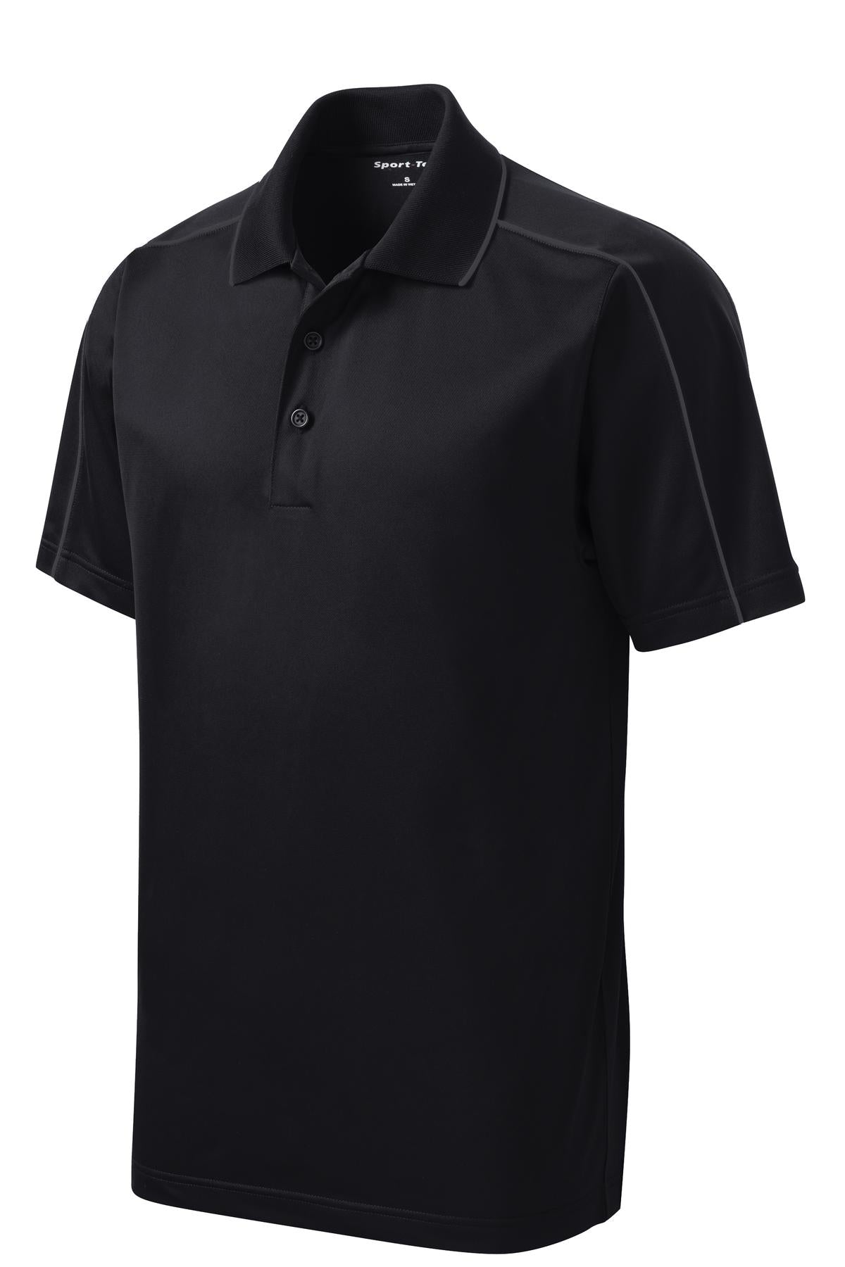 Sport-Tek Micropique Sport-Wick Piped Polo - Black/ Iron Grey
