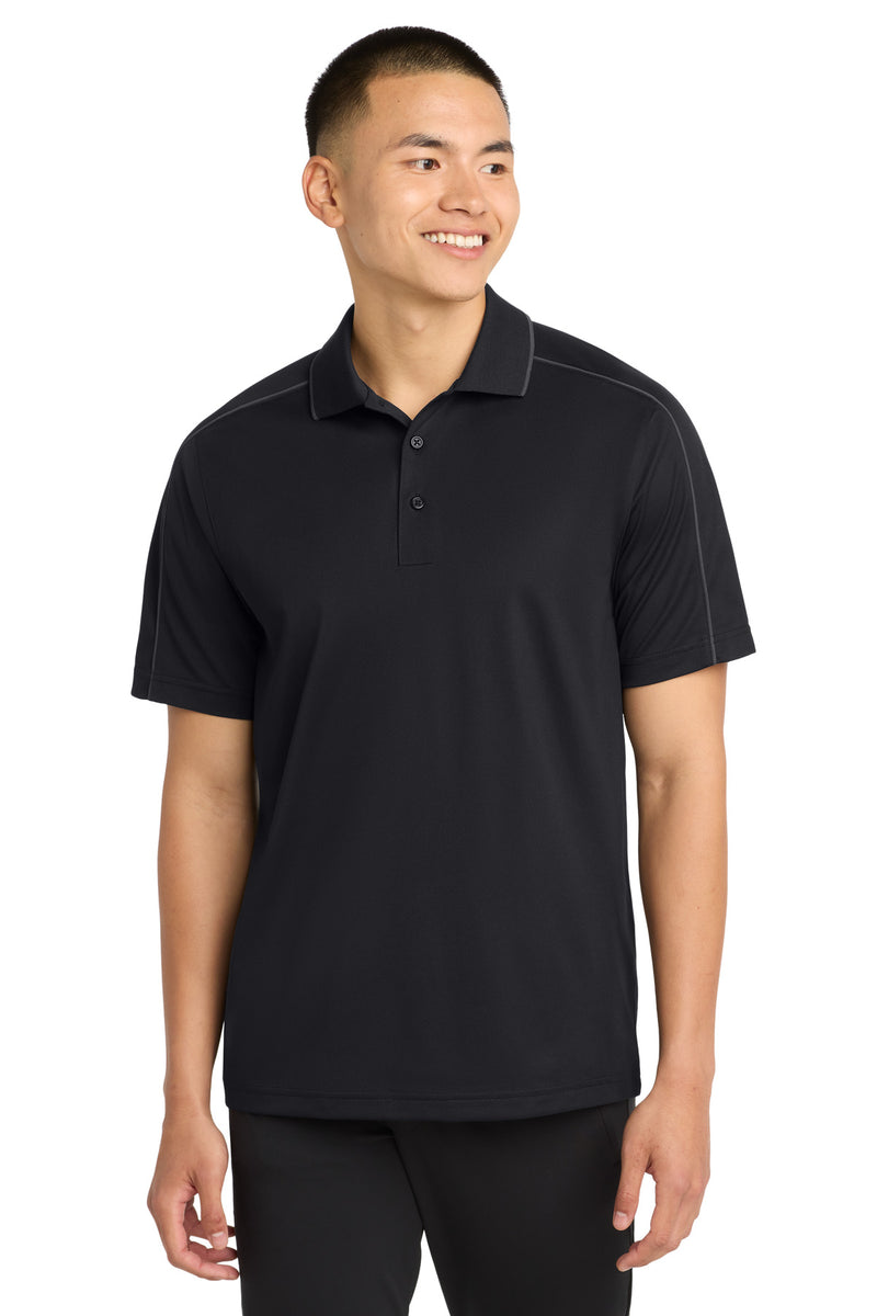 Sport-Tek Micropique Sport-Wick Piped Polo - Black/ Iron Grey