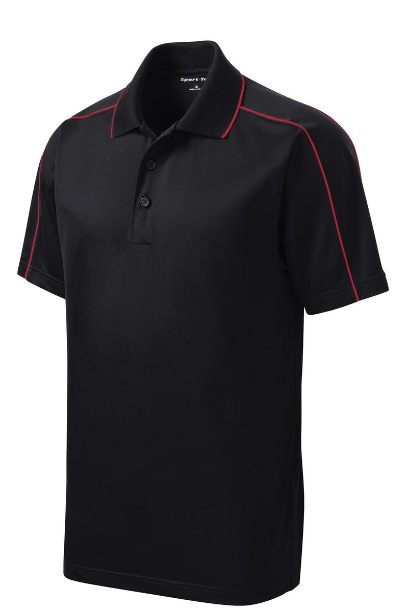 Sport-Tek Micropique Sport-Wick Piped Polo - Black/ True Red