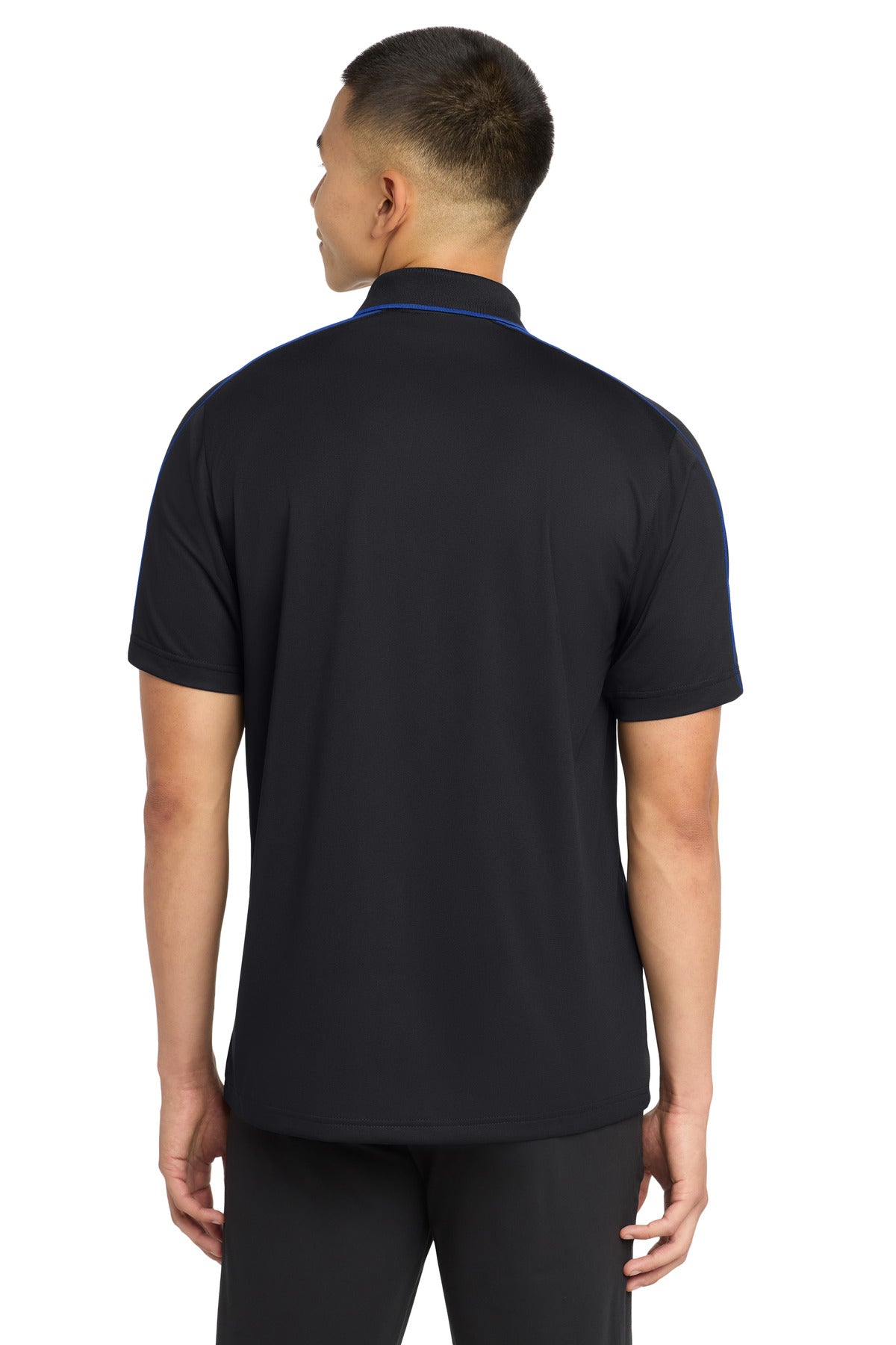 Sport-Tek Micropique Sport-Wick Piped Polo - Black/ True Royal