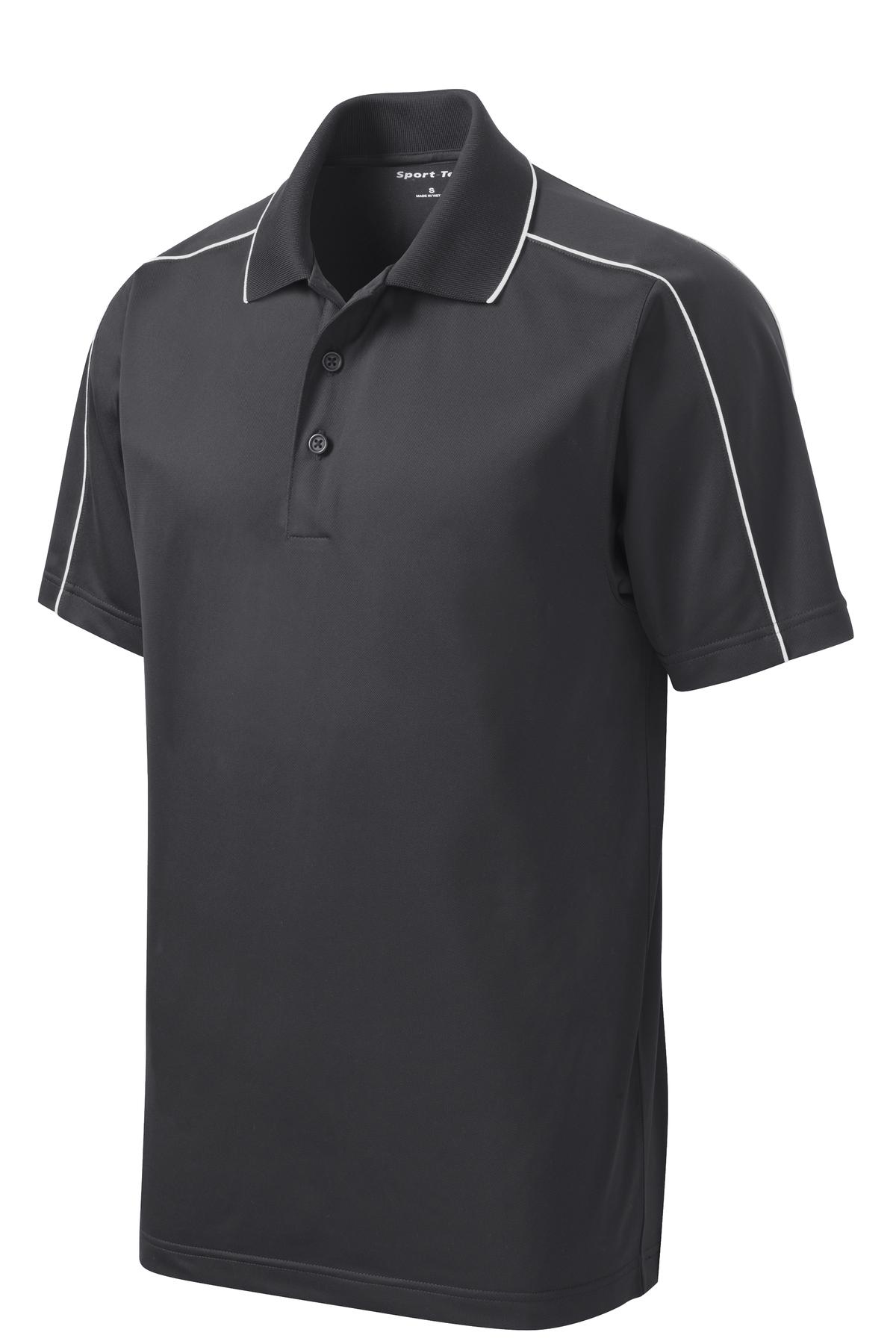 Sport-Tek Micropique Sport-Wick Piped Polo - Iron Grey/ White