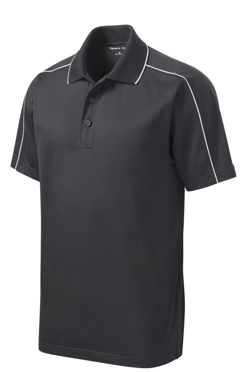 Sport-Tek Micropique Sport-Wick Piped Polo - Iron Grey/ White