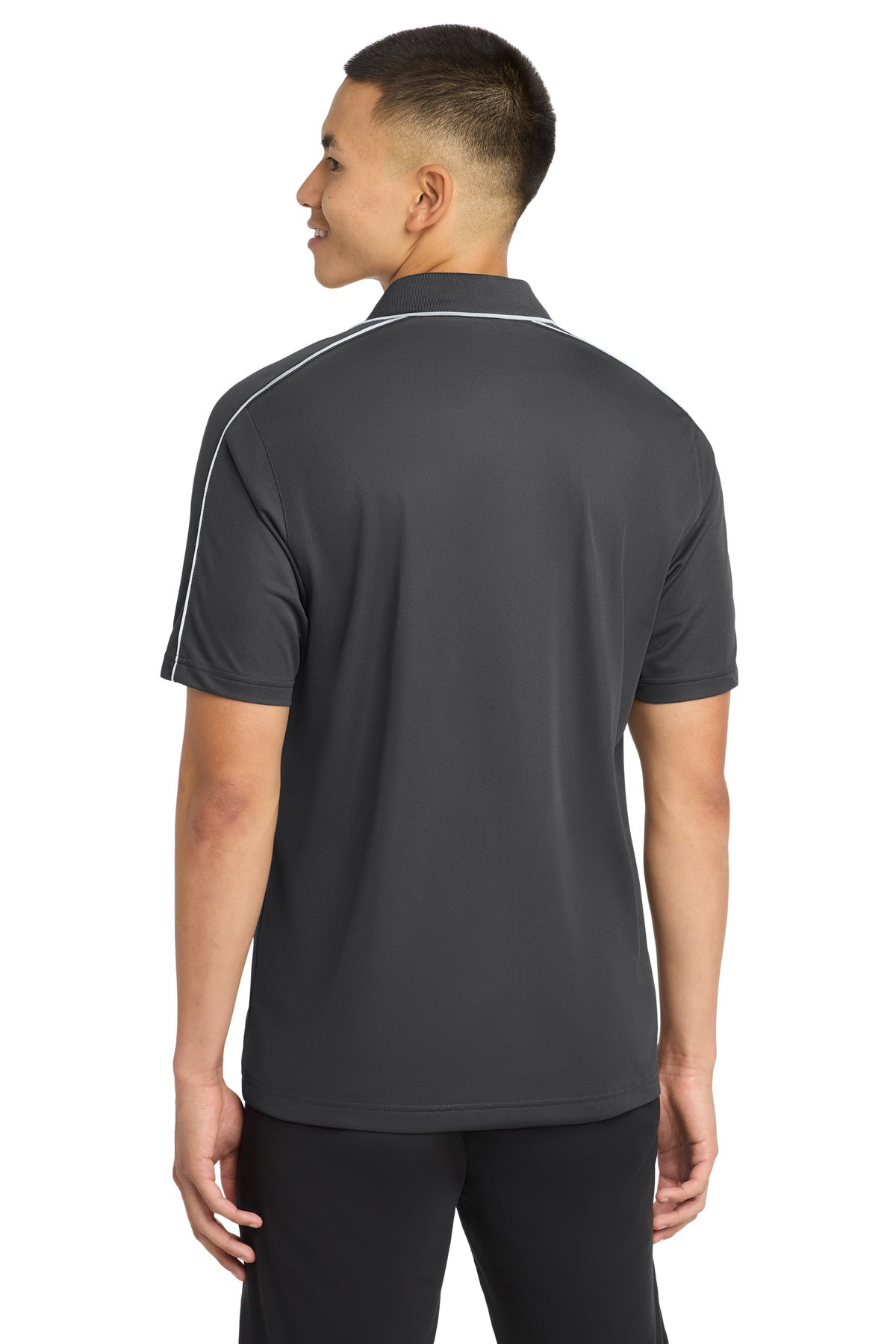 Sport-Tek Micropique Sport-Wick Piped Polo - Iron Grey/ White