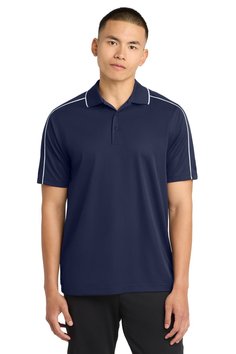 Sport-Tek Micropique Sport-Wick Piped Polo - True Navy/ White