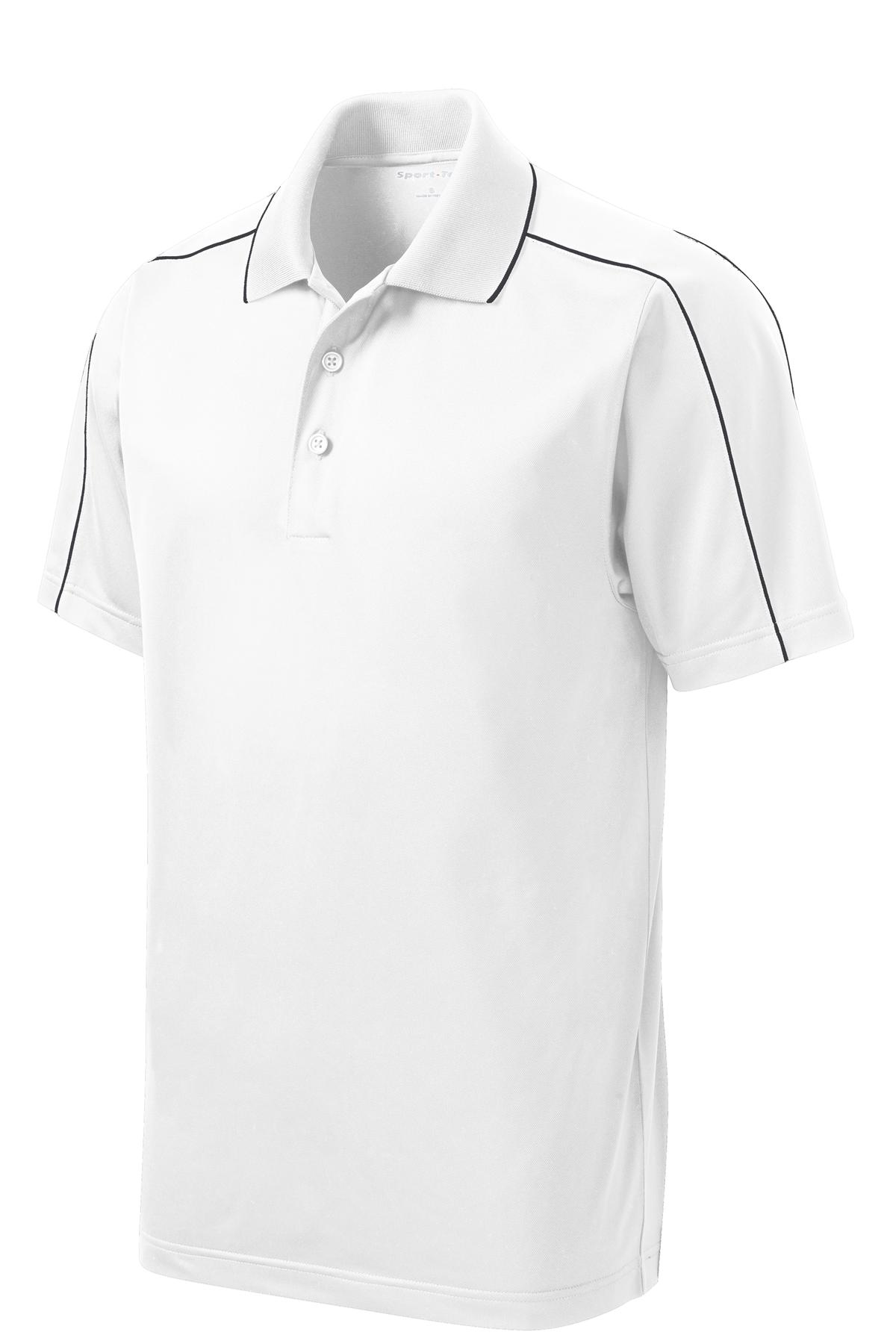 Sport-Tek Micropique Sport-Wick Piped Polo - White/ Iron Grey