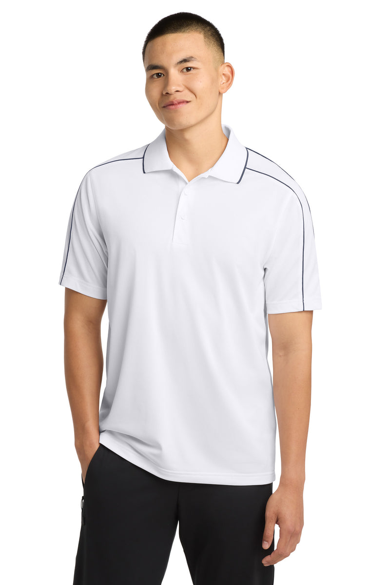 Sport-Tek Micropique Sport-Wick Piped Polo - White/ Iron Grey
