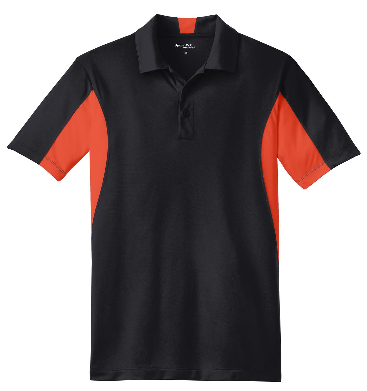 Sport-Tek Side Blocked Micropique Sport-Wick Polo - Black/ Deep Orange