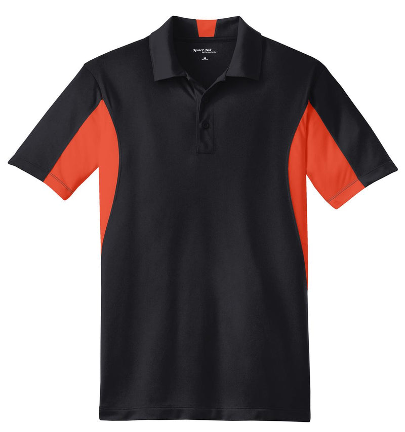 Sport-Tek Side Blocked Micropique Sport-Wick Polo - Black/ Deep Orange